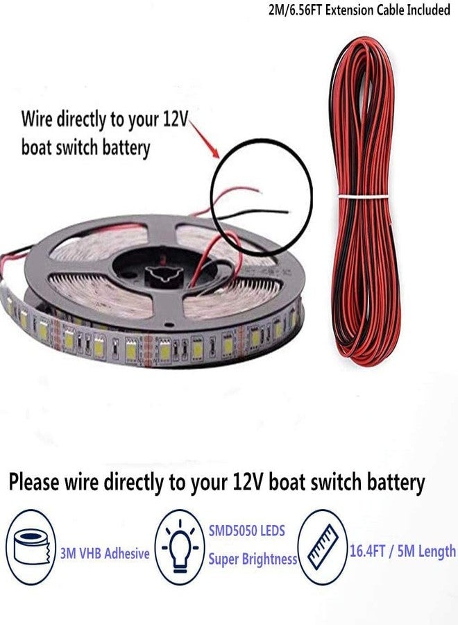 Vbakor Pontoon LED Strip Lights, 12V 5M/16.4FT Waterproof Marine LED Light Boat Interior Lights, Boat Deck Light for Pontoon Fishing Boats, Extension Cable Included (Amber) - Image 2