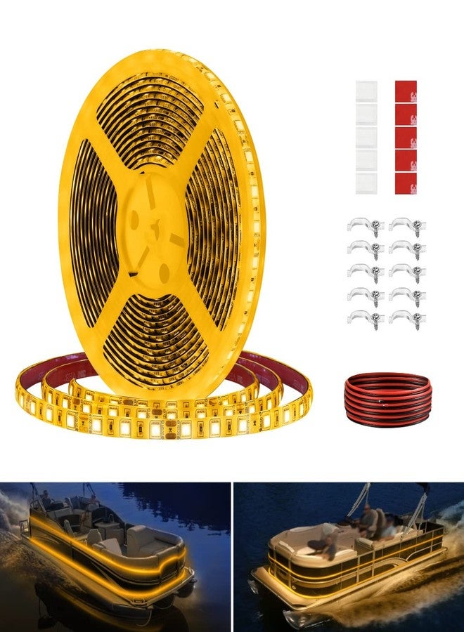 Vbakor Pontoon LED Strip Lights, 12V 5M/16.4FT Waterproof Marine LED Light Boat Interior Lights, Boat Deck Light for Pontoon Fishing Boats, Extension Cable Included (Amber) - Image 1