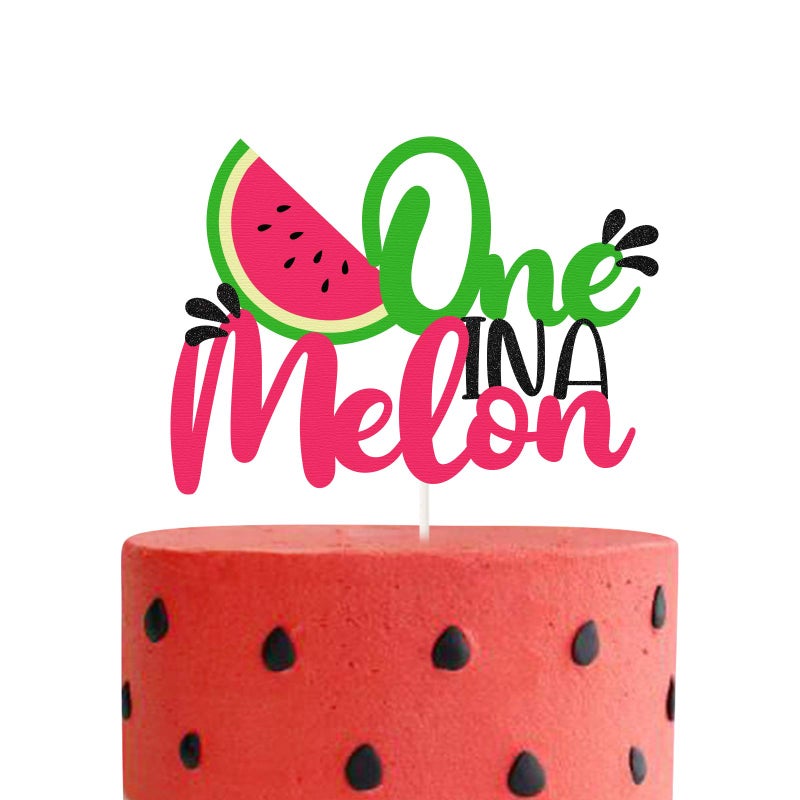 PANHUI One in a Melon Cake Topper Glitter Watermelon cake Topper Watermelon Themed Kids Party Supplies Decorations for Baby Shower1st Birthday Party Cake Decor Girls Birthday - Image 2