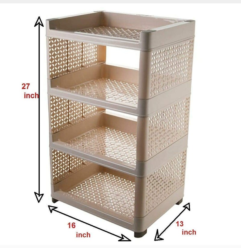 Ansawi 4 Layer Multifunctional Plastic Kitchen Storage Shelf Steady Rack Storage Basket Shelf Cabinet Unit Organizer for Living Room Bed Room Study Room Kitchen Multicolor - Image 2