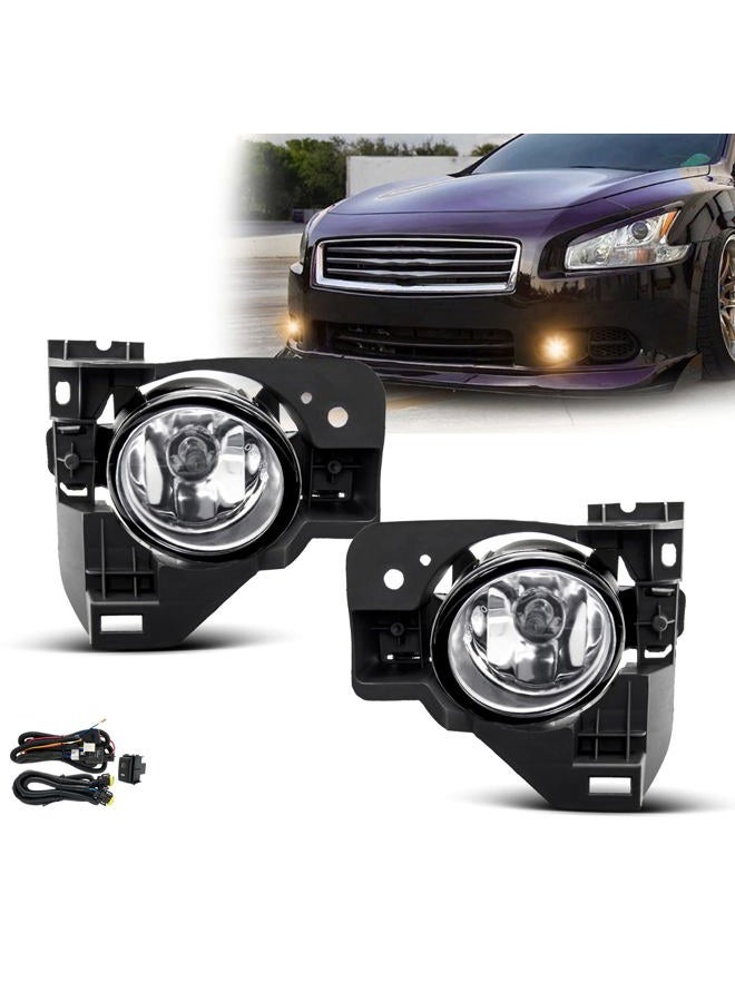 SPIEGEER Fog Lights Assembly For 2009 2010 2011 2012 2013 2014 Nissan Maxima Fog Lamps Replacement Kit with Switch&Wiring H11 12V 55W Halogen Bulbs - Image 1