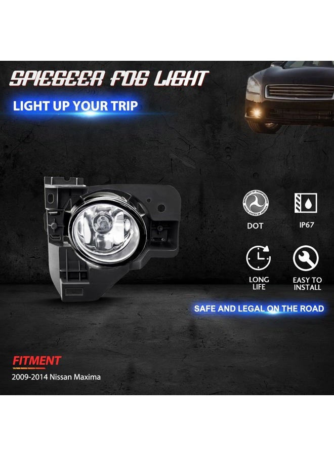 SPIEGEER Fog Lights Assembly For 2009 2010 2011 2012 2013 2014 Nissan Maxima Fog Lamps Replacement Kit with Switch&Wiring H11 12V 55W Halogen Bulbs - Image 3