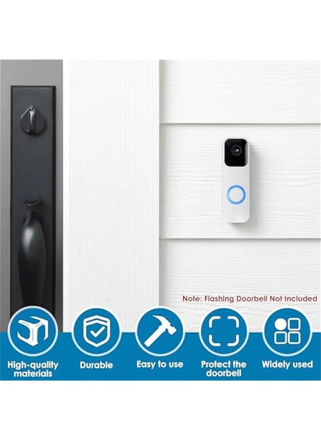2 Pcs Blink Doorbell Backplate Replacement, Blink Doorbell Mounting Plate Replacement, Not Block Doorbell Sensor, Compatible with Blink Video Doorbell, Include Mount Accessory (White)