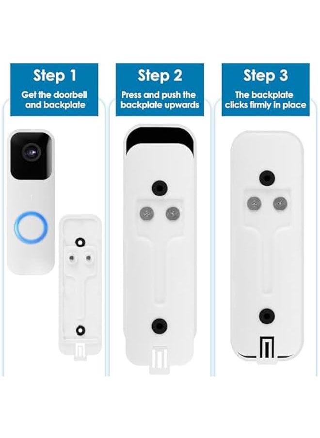 2 Pcs Blink Doorbell Backplate Replacement, Blink Doorbell Mounting Plate Replacement, Not Block Doorbell Sensor, Compatible with Blink Video Doorbell, Include Mount Accessory (White)