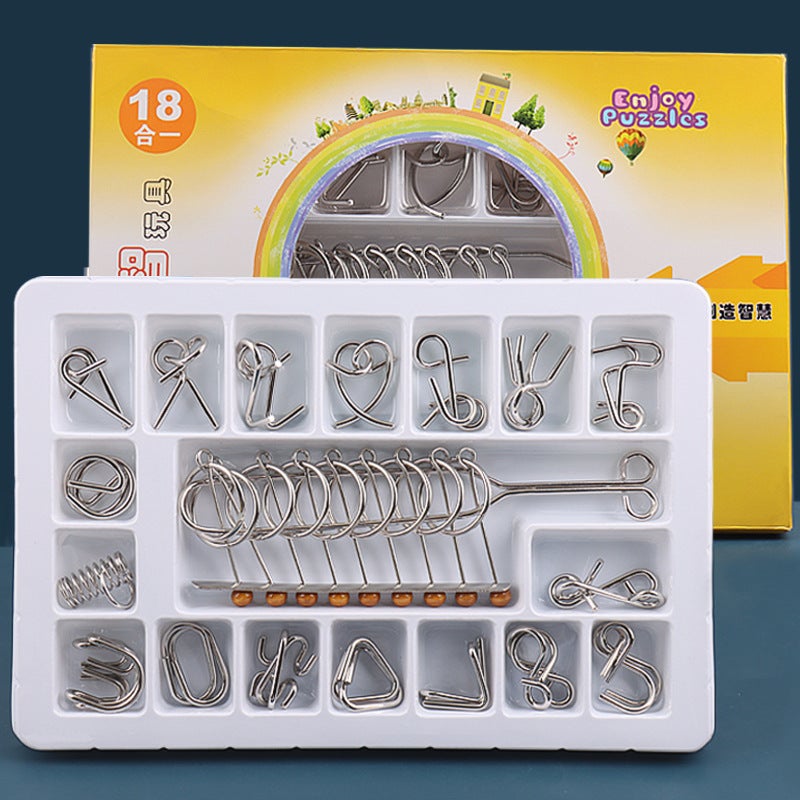 Nine Series Set Children'S Intelligence Unlocking And Unlocking Kongming Lock Metal Leisure Decompression Toy 25 Piece Set 30 In One - Image 1