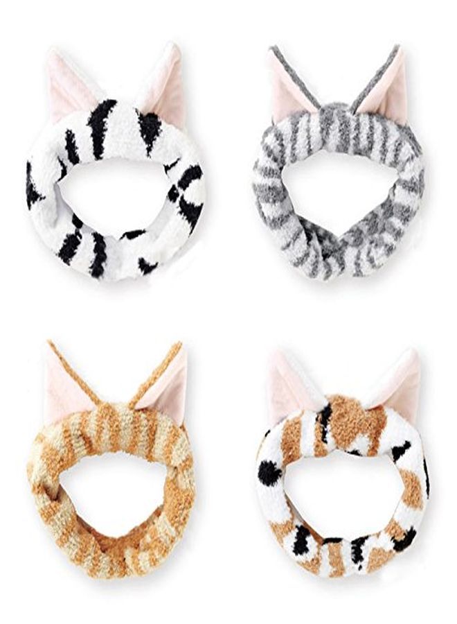 DRESHOW 4 Pack Spa Facial Headbands For Women Girls Caroset Terry Cloth Towel Headband Cute Cat Ears Wash Face Makeup Hair Bands Accessories - Image 1