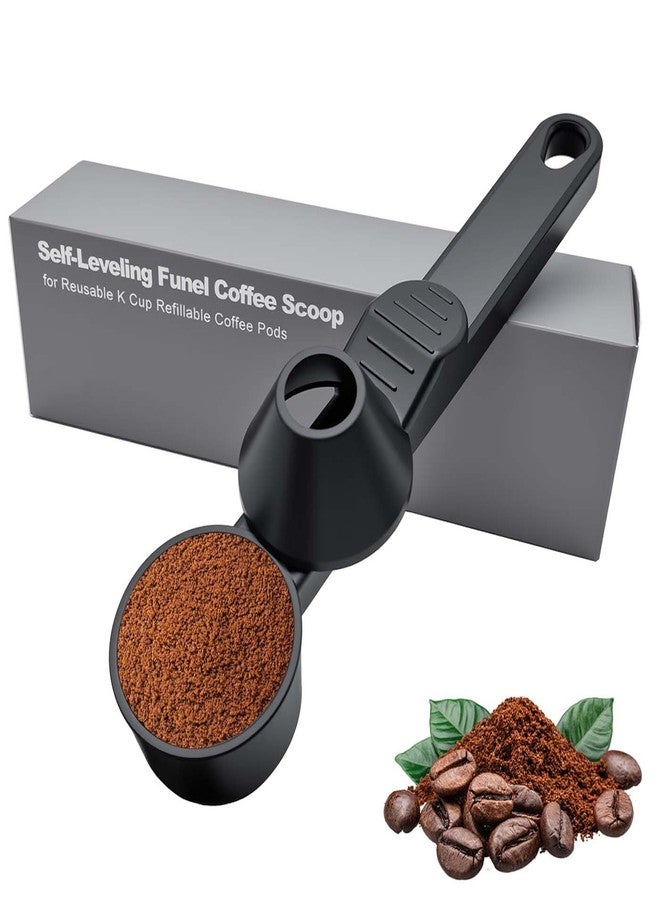 YuCool Coffee Scoop & Funnel for Reusable K Cup Refillable Coffee Pods, Coffee Measuring Spoon 2 Tablespoon Capacity, Funnel Design Prevents Spills (Black, 1 Pack) - Image 1