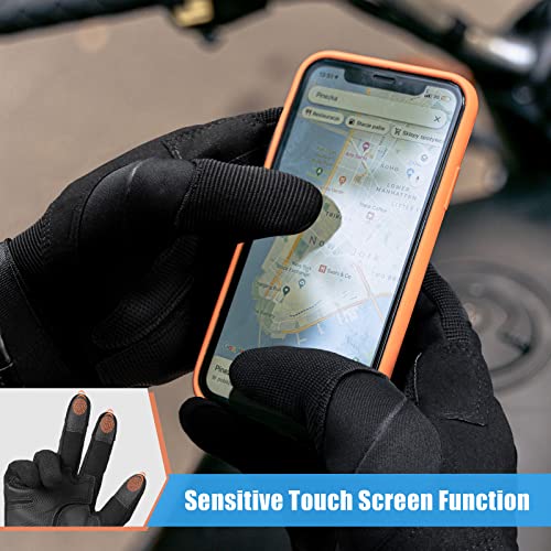 Cierto Motorcycle Gloves for Women and Men: Full Finger Touch Screen Tactical Gloves with Breathable Hard Knuckle & Adjustable Wrist for Motocross, Road Racing, BMX ATV MTB Riding, Cycling - Black S - Image 4