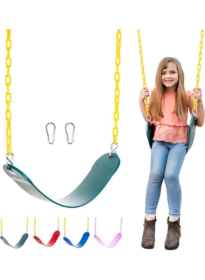 Squirrel Products Heavy Duty Strap Swing Seat - Playground Swing Seat Replacement and Carabiners for Easy Install - Green - Image 1