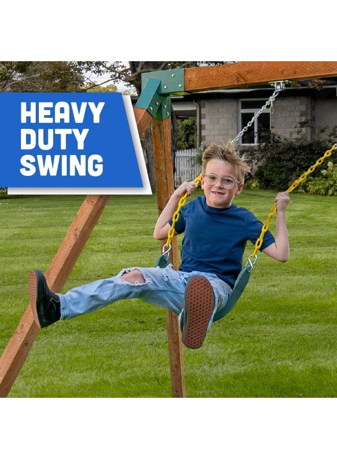 Squirrel Products Heavy Duty Strap Swing Seat - Playground Swing Seat Replacement and Carabiners for Easy Install - Green - Image 2