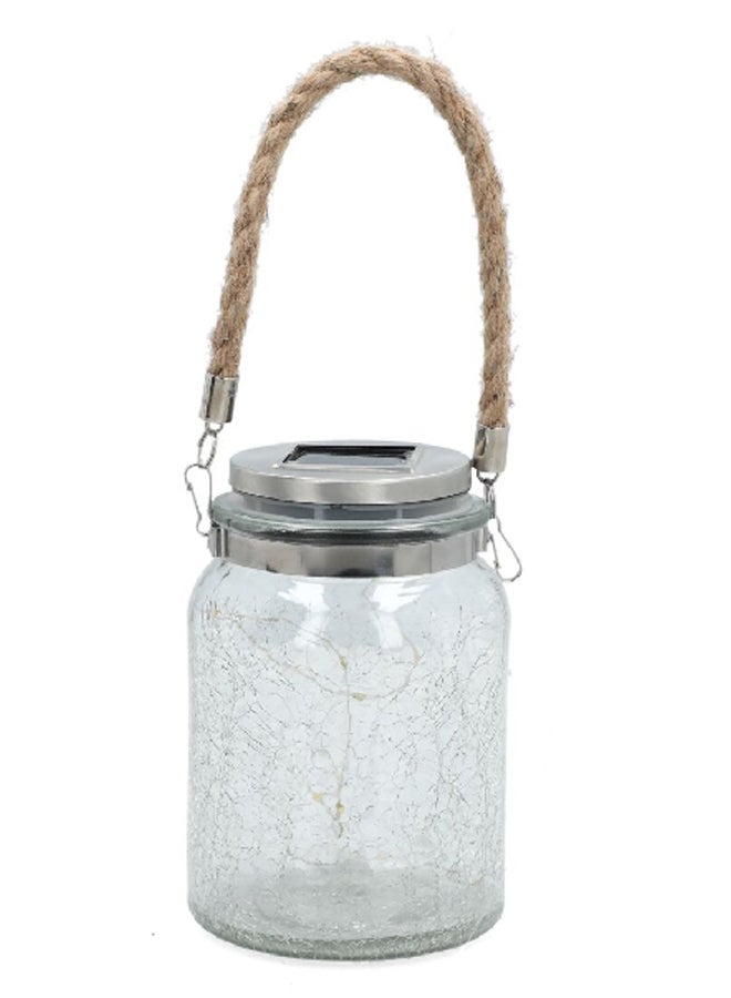 Mi Casa Decorative Solar Powered Mason Jar Patio Light Silver and Clear 11 x 11 x 15.5 cm FY20472A - Image 2