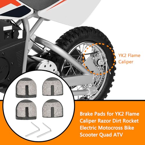 HOLATO Rounded Disc Brake Pads for Razor MX500 MX650 SX500 Mcgrath Dirt Rocket Electric Motocross Bike E500S Scooter RSF350 RSF650 Kids Street Bike Dirt Quad 500 Electric ATV YK2 Flame Caliper 4 Pcs - Image 2