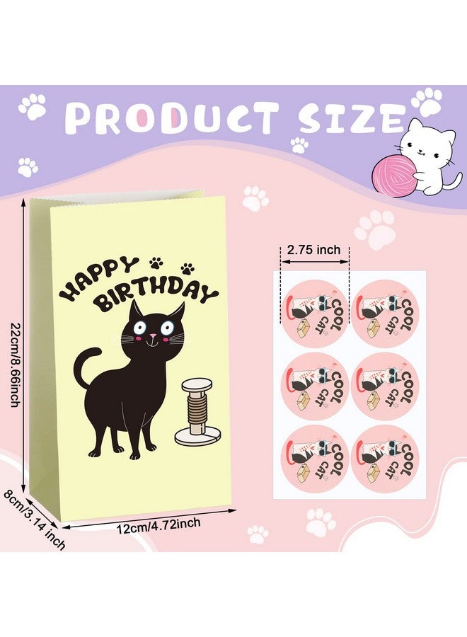 Tudomro 24 Pcs Cat Party Favor Bags Cat Goodie Bag Kitty Candy Treat Bags With Stickers For Kids Birthday Pet Cat Theme Party Decoration Supplies Favors 8.6 X 4.7 X 3.1 Inches - Image 5