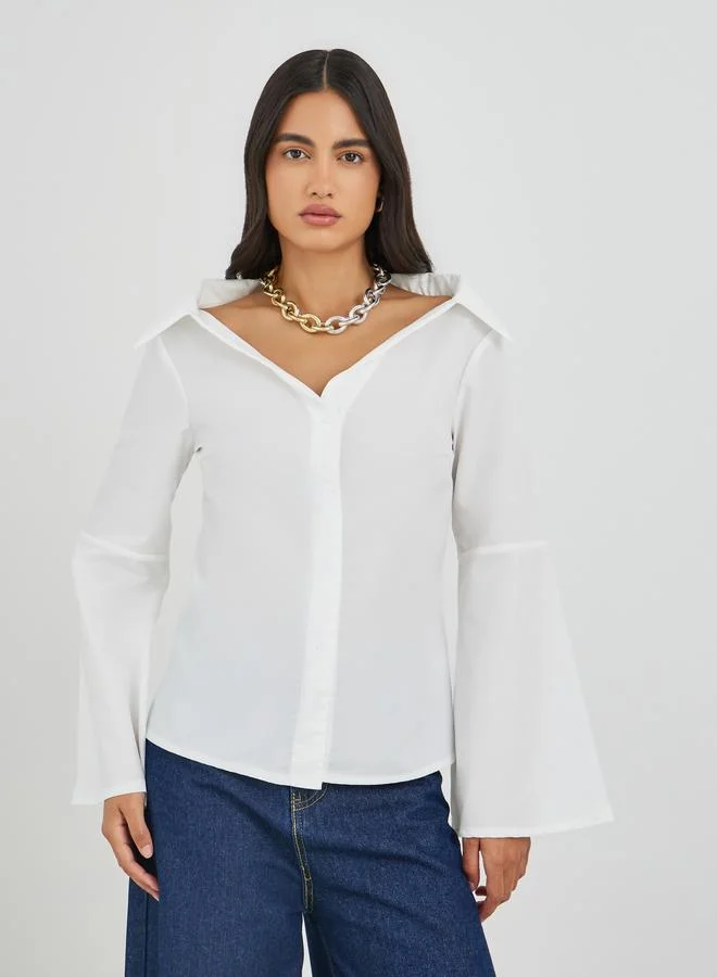 Styli Styli Off Shoulder Button Down Shirt