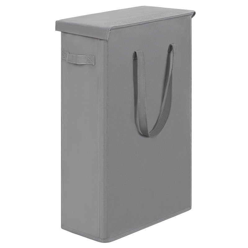 Chrislley Slim Laundry Basket with Lid 60L Tall Thin Laundry Hamper Breathable Collapsible Tall Slim Laundry Bags Big Storage Basket Bin for Clothes Washing Bedroom Grey
