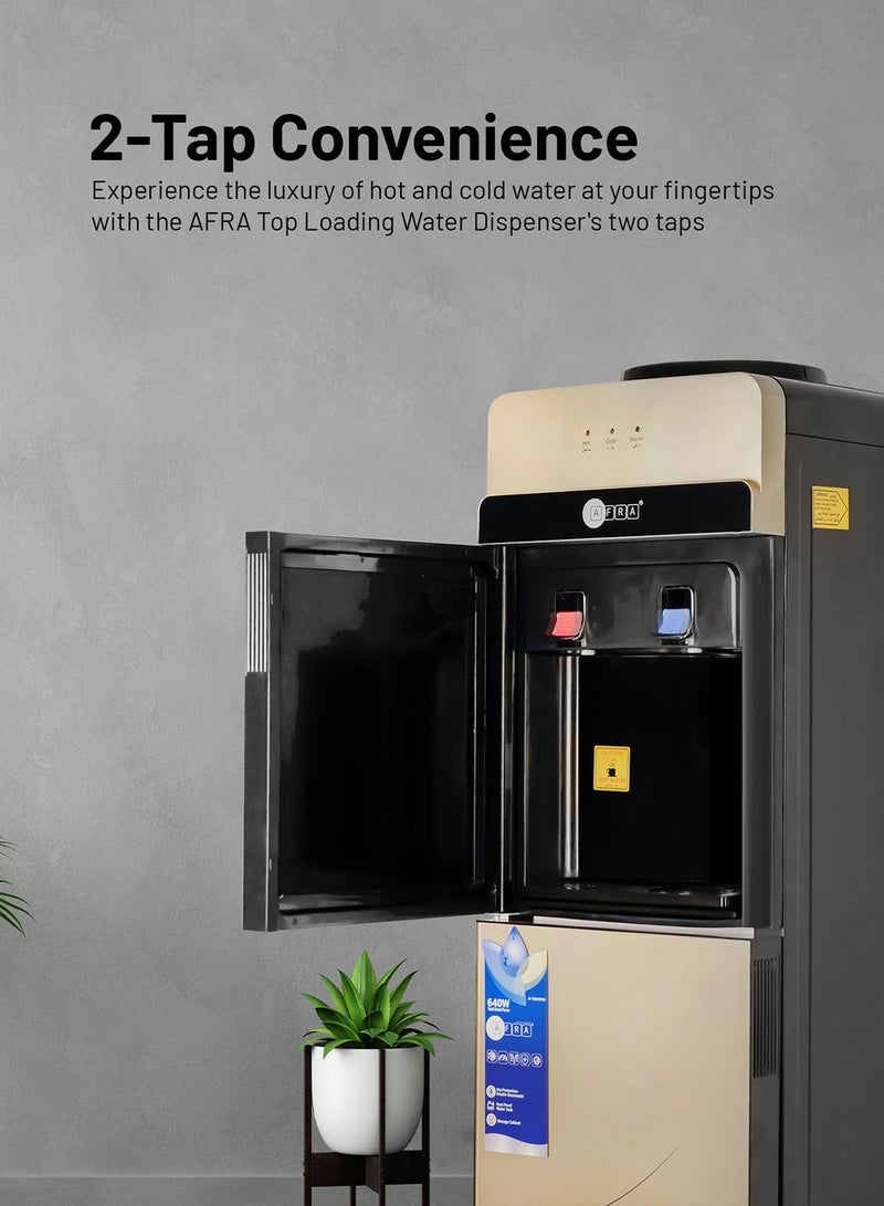 AFRA Top loading Water Dispenser 2 Tap Cover Cabinet Heating Power 550W Cooling Power 90W,  2 Year Warranty - Image 3