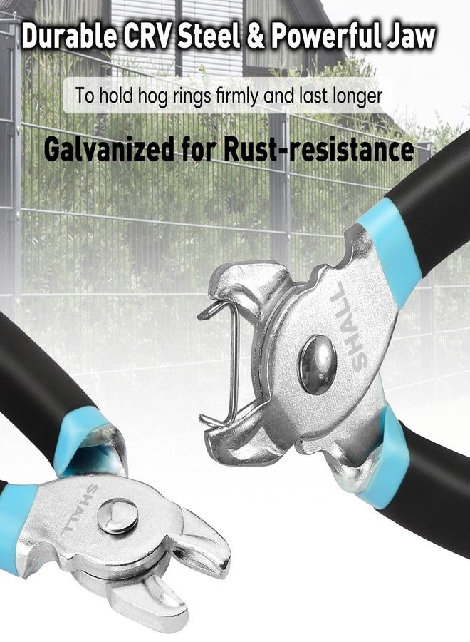 SHALL Hog Ring Pliers Kit with 600pcs Galvanized Hog Rings (3/8’’, 1/2’’, 3/4’’) for Upholstery, Fence, Animal Pet Cages, Bungee Cords, Bagging, Protective Gloves, Storage Case & Bag Included - Image 2