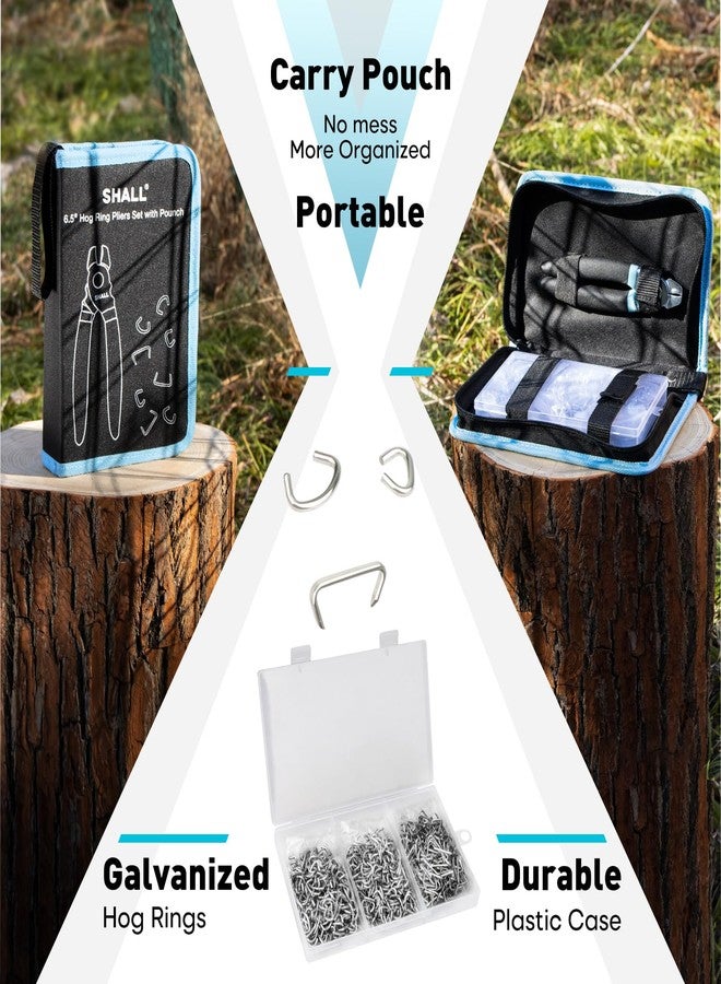 SHALL Hog Ring Pliers Kit with 600pcs Galvanized Hog Rings (3/8’’, 1/2’’, 3/4’’) for Upholstery, Fence, Animal Pet Cages, Bungee Cords, Bagging, Protective Gloves, Storage Case & Bag Included - Image 5