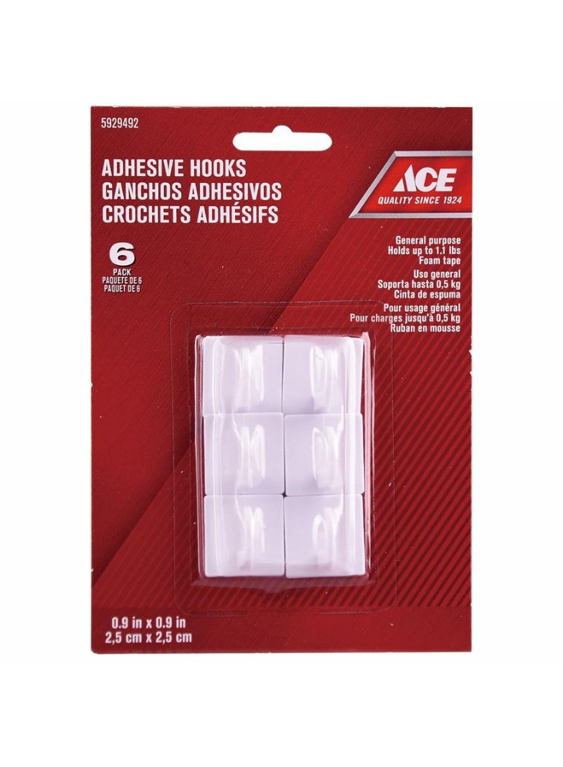 Ace Adhesive Hooks 2.5 x 2.5cm 6Pcs