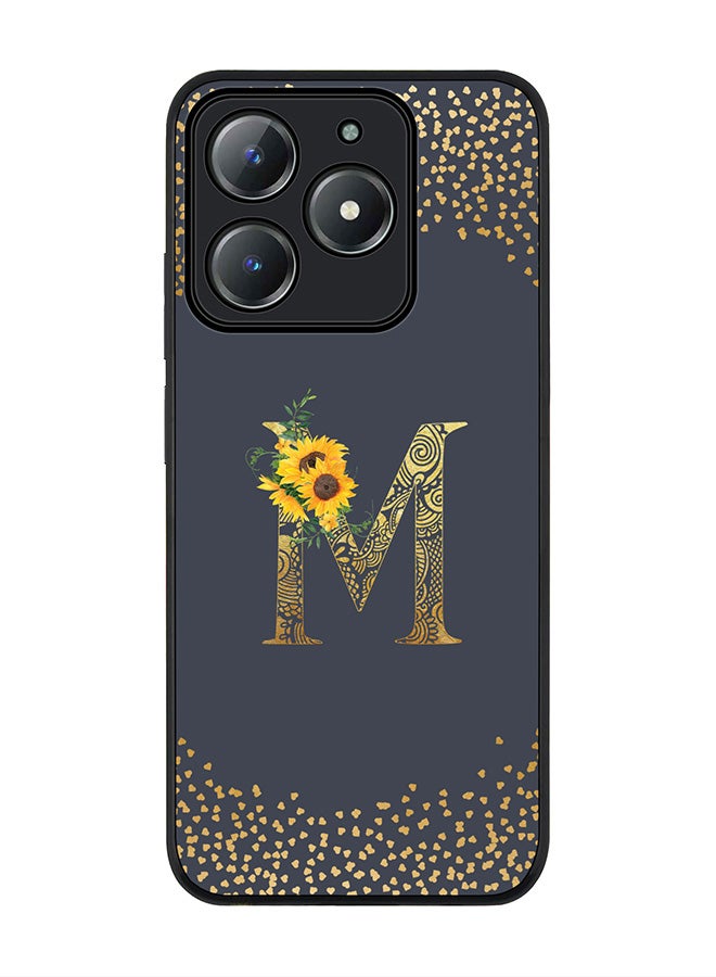 Stylizedd For Realme C63 / Realme C61 4G Case,Slim fit Camera Protection, Shockproof Thin Phone cover  - Custom Floral Monogram - M  (Grey ) - Image 1