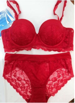Comfy 1/2 Cup Lace Bra And Panty Set Red