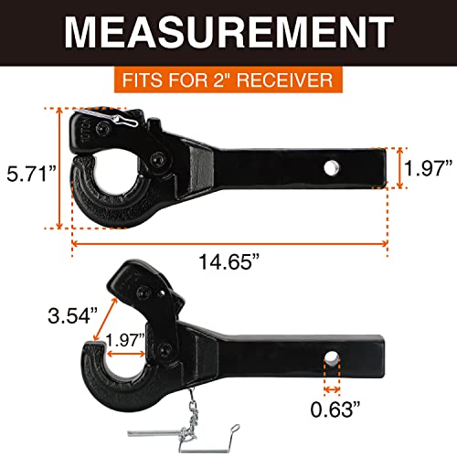 ONLTCO Pintle Hitch Receiver Hook 10 TON for 2” Hitches Hitch Hook Military Receiver 20000lbs - Image 2