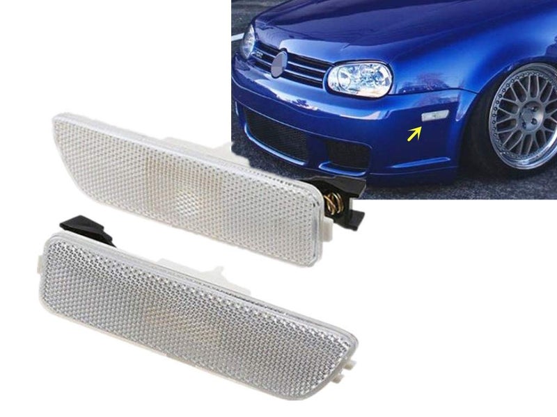 eLoveQ Front Bumper Side Marker Lamps Housings Compatible with 19992005 Volkswagen MK4 Golf GTI R32 Rabbit Jetta Replace OEM Amber Sidemarker Lamps CLEAR