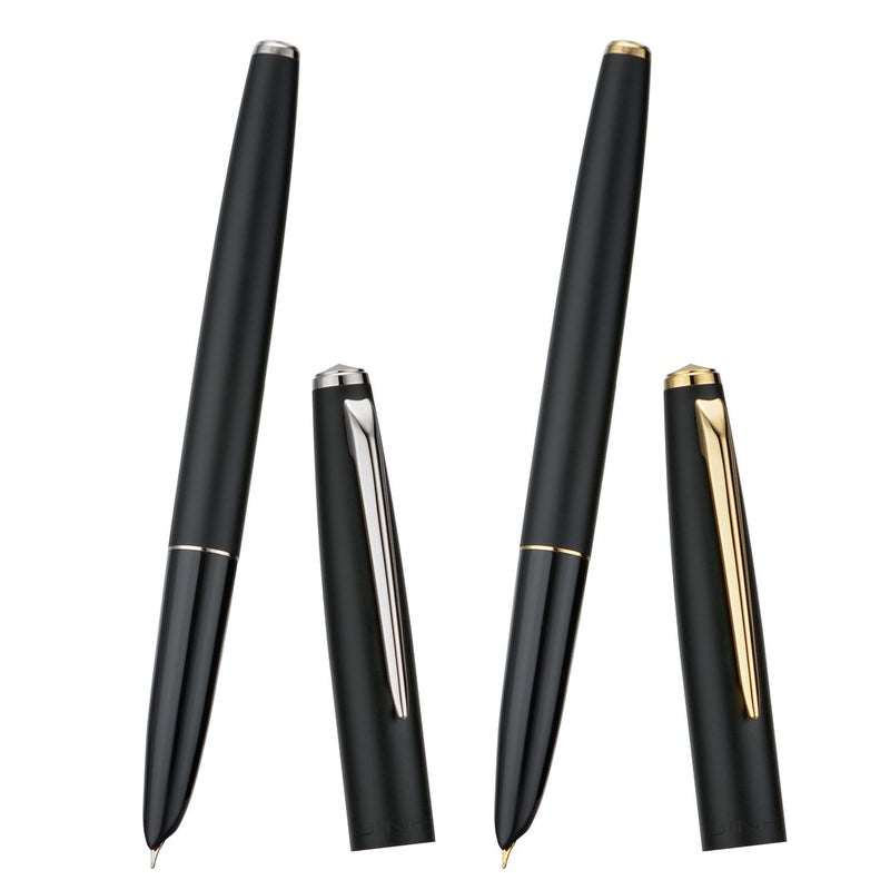 Wikult 2PCS Jinhao 911 Fountain Pen Extra Fine Nib, Matte Black with Gold & Silver Trim, Lightweight and Durable, Includes Ink Cartridges & Converters, Smooth Writing Pen - Image 3