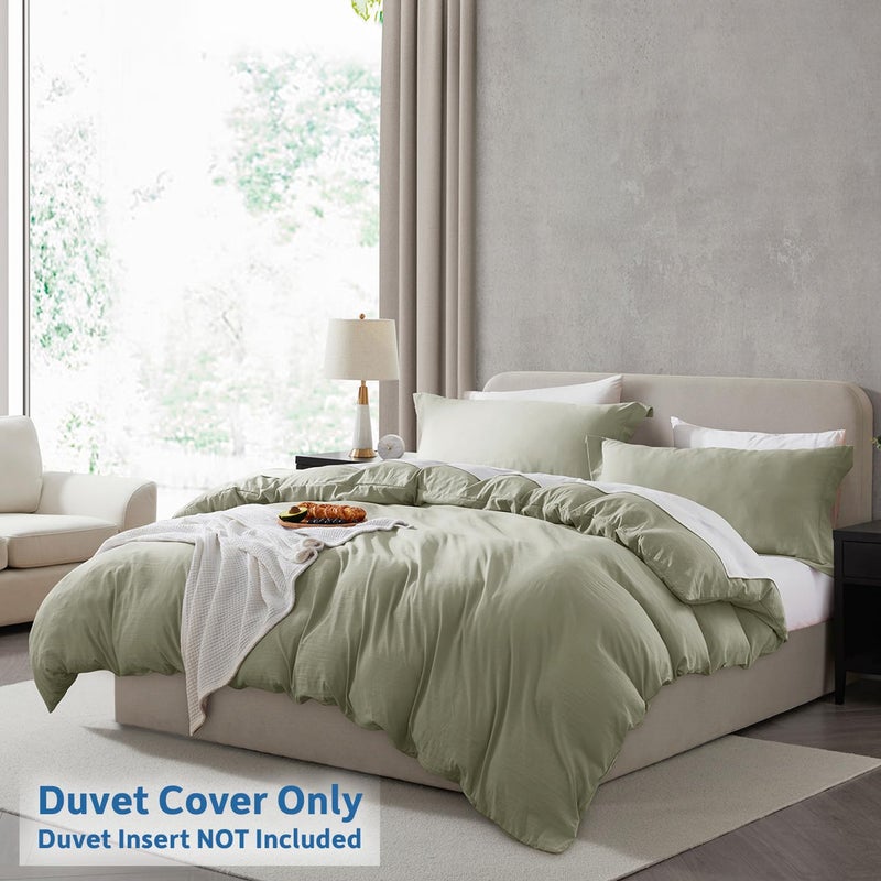 Nestl Nestl Light Sage Davet Cover Size Size - Soft Prewashed Cover Cover Cover Cover 3 Piece مع إغلاق سحاب 1 غطاء لحاف 104 × 90 بوصة و 2 وسادة  - Image 2