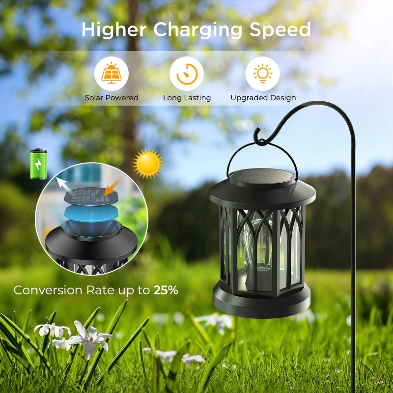 WdtPro 4 Pack Solar Lantern Outdoor Lights, Upgraded Bright Solar Lanterns Outdoor Waterproof, Hanging Solar Powered Lantern Over 12Hrs Lights for Outside Garden Yard Patio Tree Path Decor - Image 2