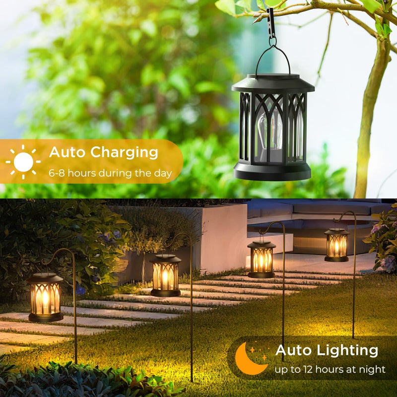 WdtPro 4 Pack Solar Lantern Outdoor Lights, Upgraded Bright Solar Lanterns Outdoor Waterproof, Hanging Solar Powered Lantern Over 12Hrs Lights for Outside Garden Yard Patio Tree Path Decor - Image 3