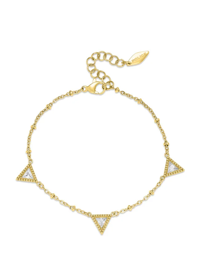 POLICE Trillian Gold-Plated Bracelet for Women Triangular Crystal-Embedded Charms with Chain
