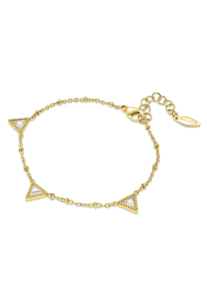 POLICE Trillian Gold-Plated Bracelet for Women Triangular Crystal-Embedded Charms with Chain