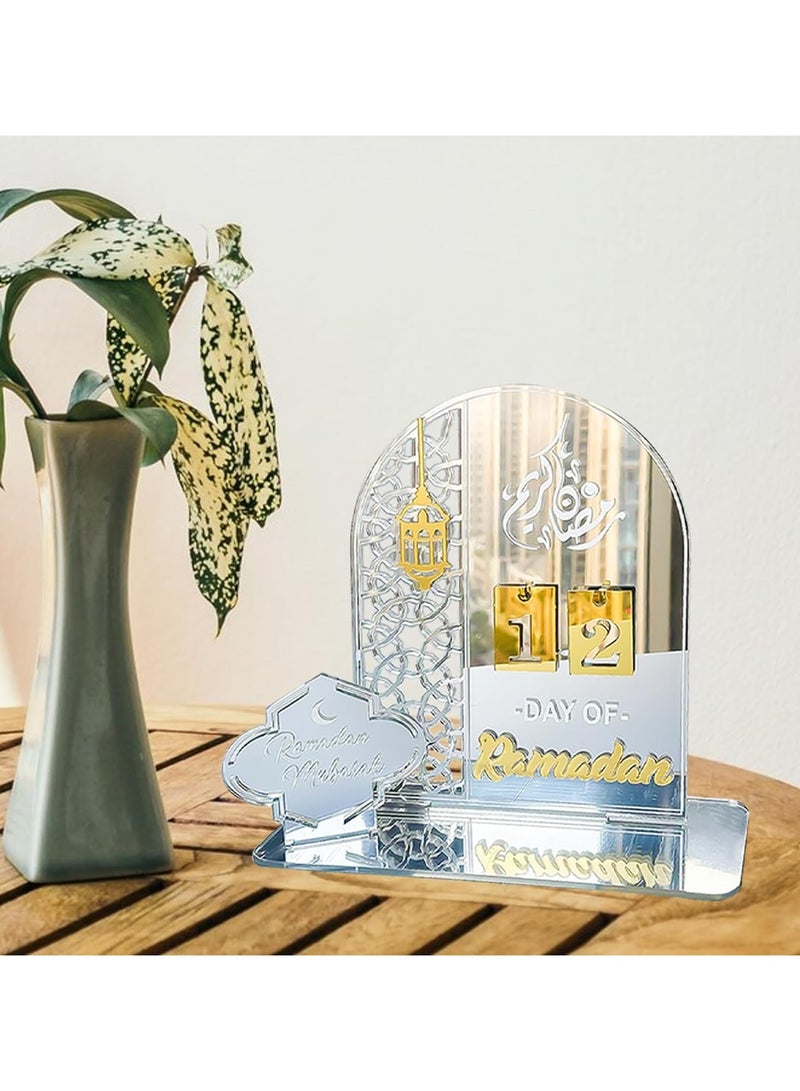 Ramadan Wooden Advent Calendar, Elegant Countdown Decoration with Acrylic Craft Ornaments for Home, Eid Celebrations, and Kids' Gifts, Featuring a 30-Day Countdown
