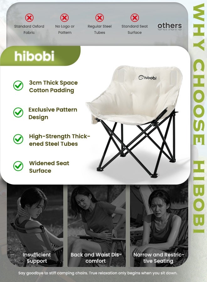 hibobi 1PCS Outdoor Folding Camping Chair, Portable Travel Chair, Beach Chair with Thick Padded Seat, 150KG Load Capacity, Ideal for Camping, Picnic and Fishing - Image 2