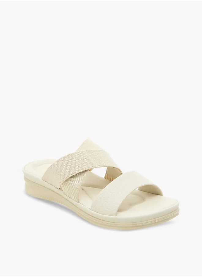 Paprika Textured Slip-On Cross Strap Sandals with Flat Heels