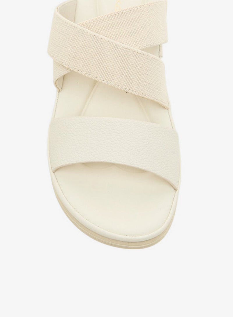 Paprika Women's Textured Slip-On Cross Strap Sandals with Flat Heels - Image 4