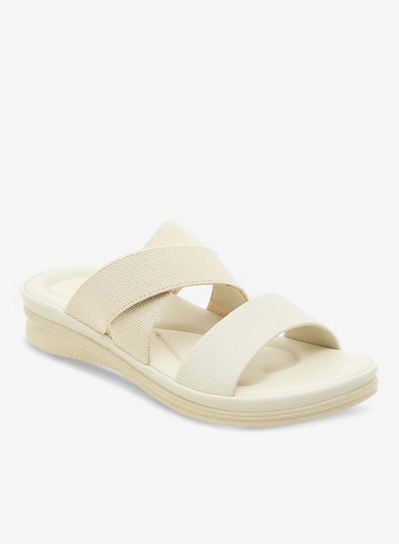 Paprika Women's Textured Slip-On Cross Strap Sandals with Flat Heels - Image 2