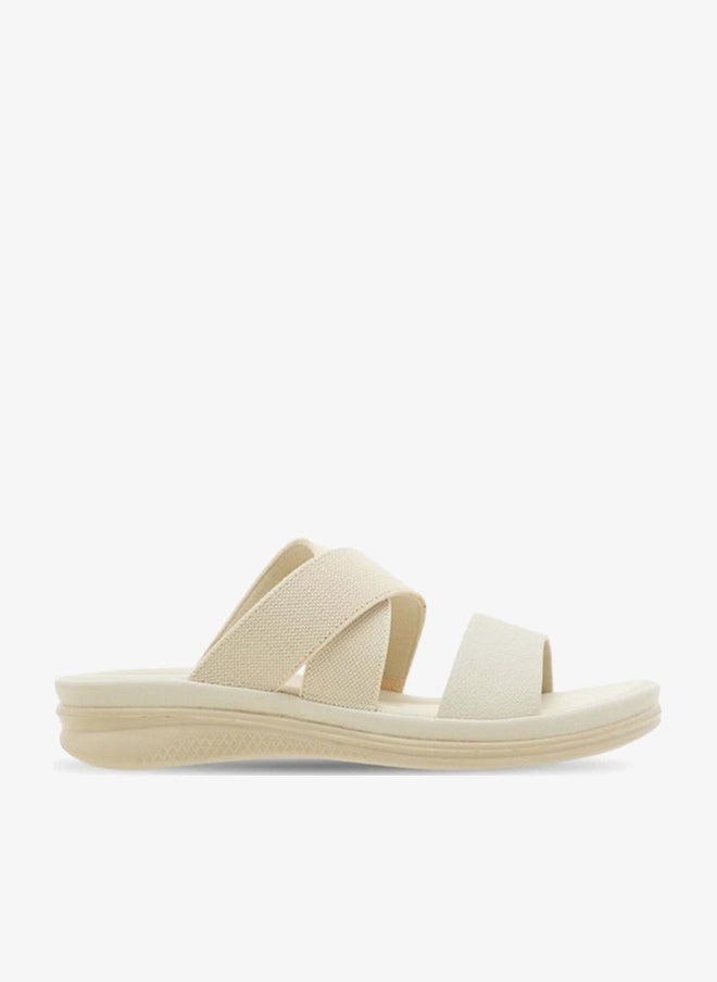 Paprika Women's Textured Slip-On Cross Strap Sandals with Flat Heels - Image 3