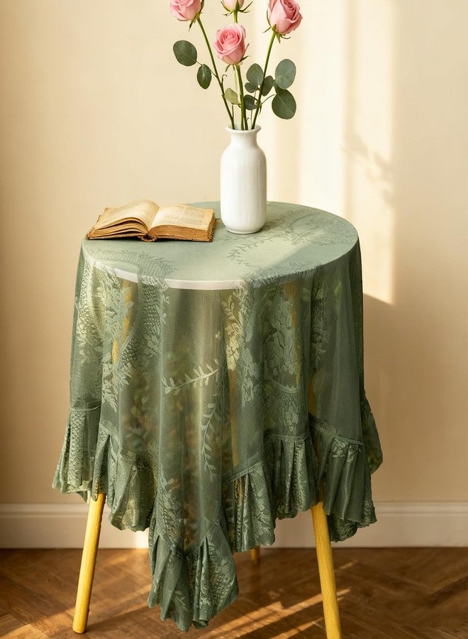 Meprotal Green Lace Round Rustic Tablecloth Vintage Lace Tablecloth - Image 4