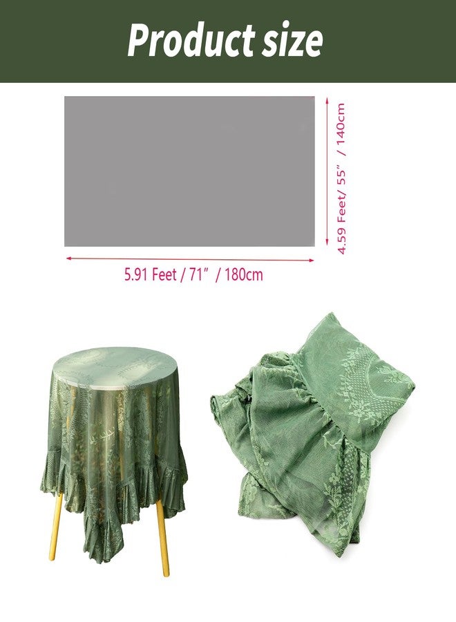 Meprotal Green Lace Round Rustic Tablecloth Vintage Lace Tablecloth - Image 2