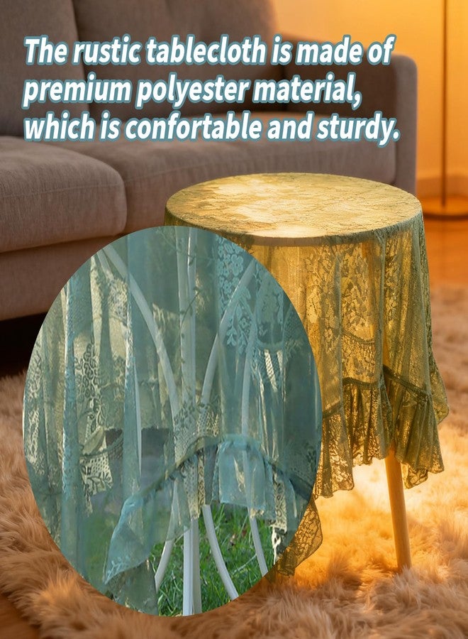 Meprotal Green Lace Round Rustic Tablecloth Vintage Lace Tablecloth - Image 5
