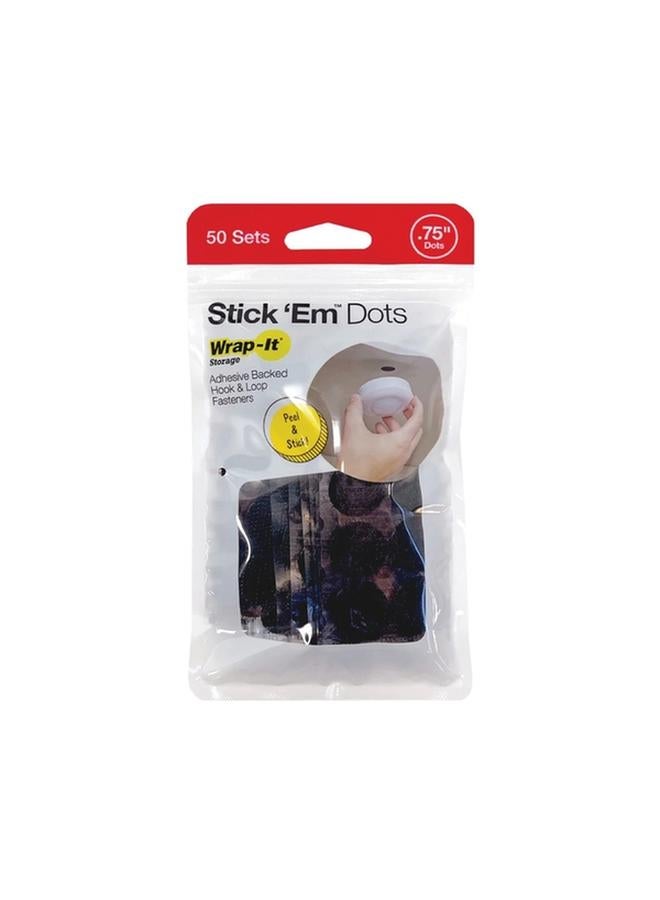 Wrap-It Storage Adhesive Backed Hook and Loop 'Em Dots Fasteners Black 0.75inch 450-D-75BL  - Image 1