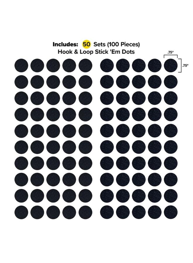 Wrap-It Storage Adhesive Backed Hook and Loop 'Em Dots Fasteners Black 0.75inch 450-D-75BL  - Image 2