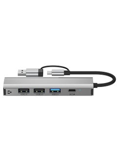 هوديوس محول USB-A USB-CMultifunctiona إلى USB 3.0 USB2.0 Ethernet Hub موزع USB 5 في 2 موسع USB متعدد المنافذ محول USB مع 5 منافذ USB 1 منفذ شحن USB-C PD لجهاز MacBook Pro iPad Pro Laptop  - Image 4