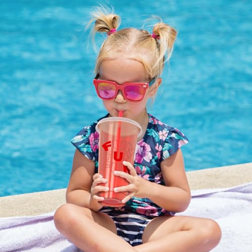 OZMOJOO Color Changing Cups, Plastic Cups with Lids and Straws, Reusable Plastic Tumblers - BPA-Free, Durable & Food Safe, Ideal for Iced Coffee, Smoothies & Cold Drinks, 5 Pack - Vibe Typography Style - Image 5