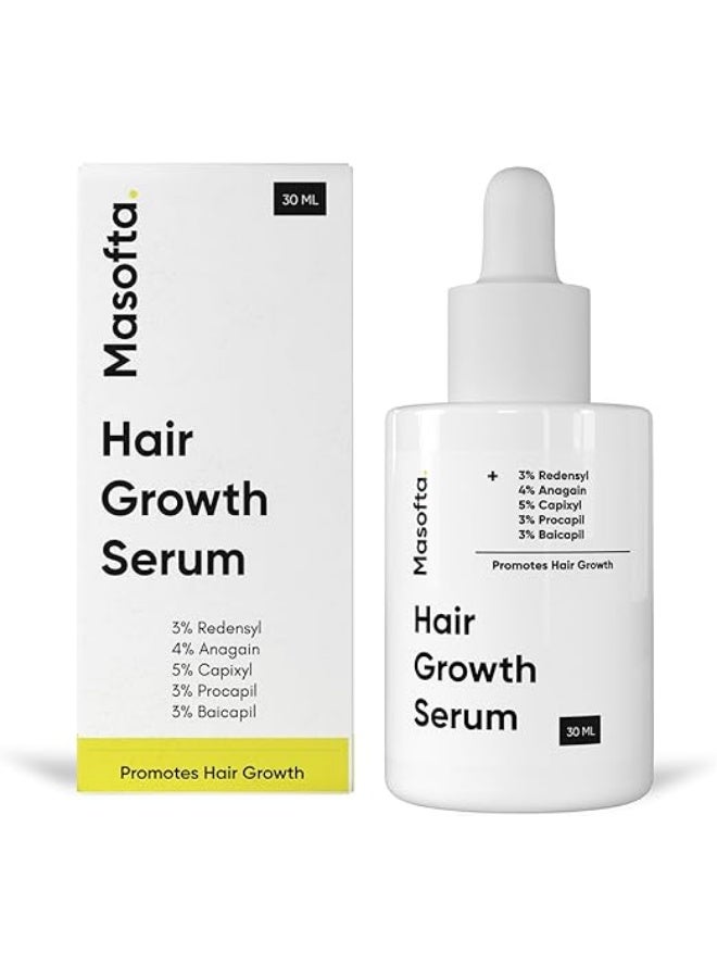 Masofta Hair Growth Serum For Promoting Hair Growth & Controlling Hair Fall With 3% Redensyl, 5% Capixyl, 4% Anagain, 3% Procapil & 3% Baicapil, Rosemary & Biotin, For Both Men & Women, 30ML
