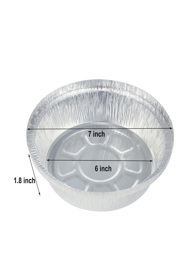 Waytiffer 7 Inch Round Aluminum Pans with Lids (60 Pack) Disposable Foil Pan with Clear Dome Top, Aluminum Tin for Roasting Baking Cooking - Image 2