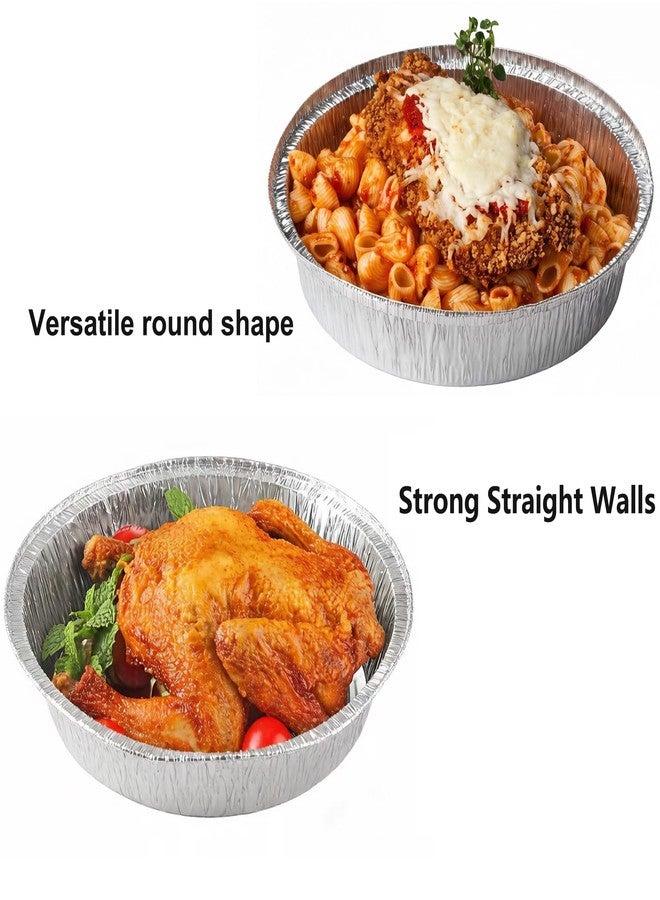 Waytiffer 7 Inch Round Aluminum Pans with Lids (60 Pack) Disposable Foil Pan with Clear Dome Top, Aluminum Tin for Roasting Baking Cooking - Image 4