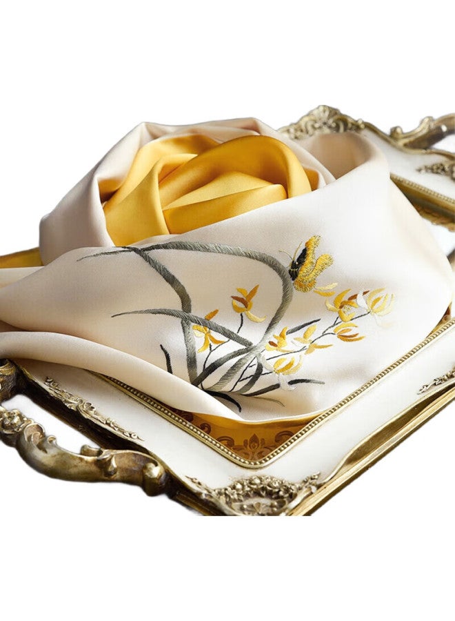 Hang Silk House وشاح حرير مطرز من هانغسيفو سوتشو، علامة مرجعية، صندوق هدايا وشاح حرير، شال، ملابس خارجية، هدية لكبار السن، الأمهات، هدية عيد ميلاد، شيانغلان - Image 3